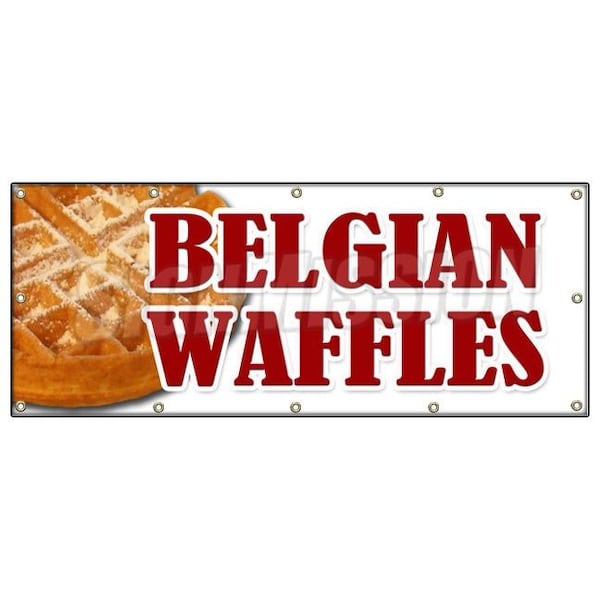 Signmission BELGIAN WAFFLES BANNER SIGN dessert whipped cream B-120 Belgian Waffles No Straw - main